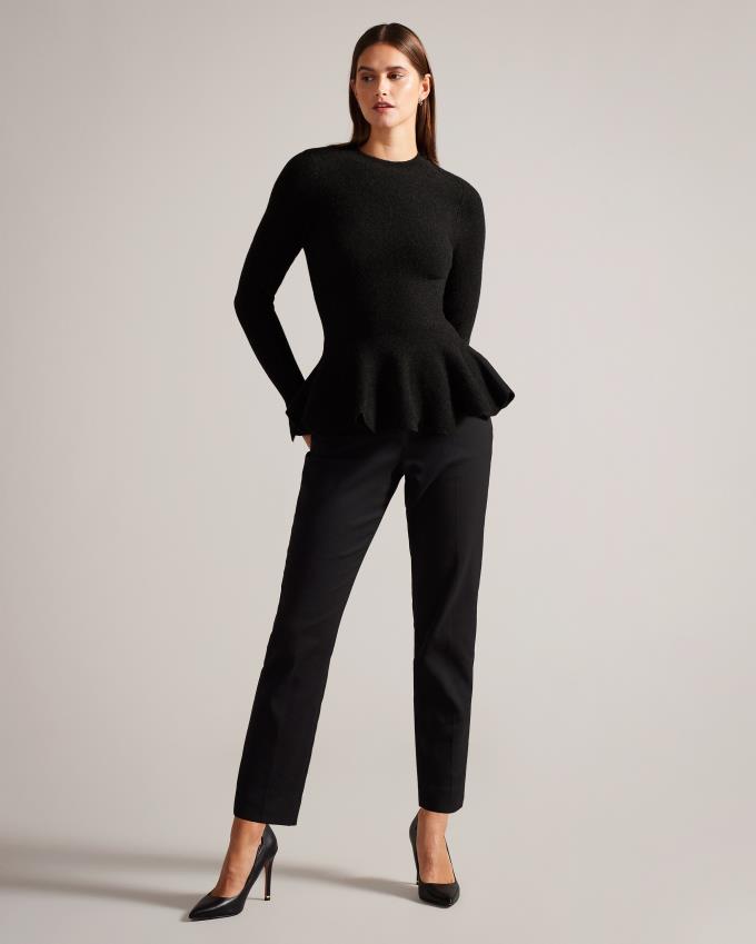 Hauts Ted Baker Long Sleeve Knitted Peplum Grise Femme | SLH-22192845